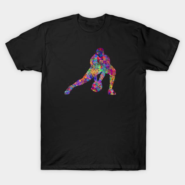 Baseball catcher watercolor art T-Shirt by Yahya Art